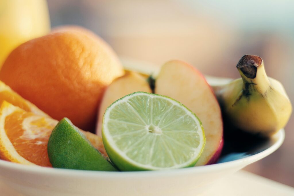 Fresh citrus fruits rich in vitamin C for healthy skin