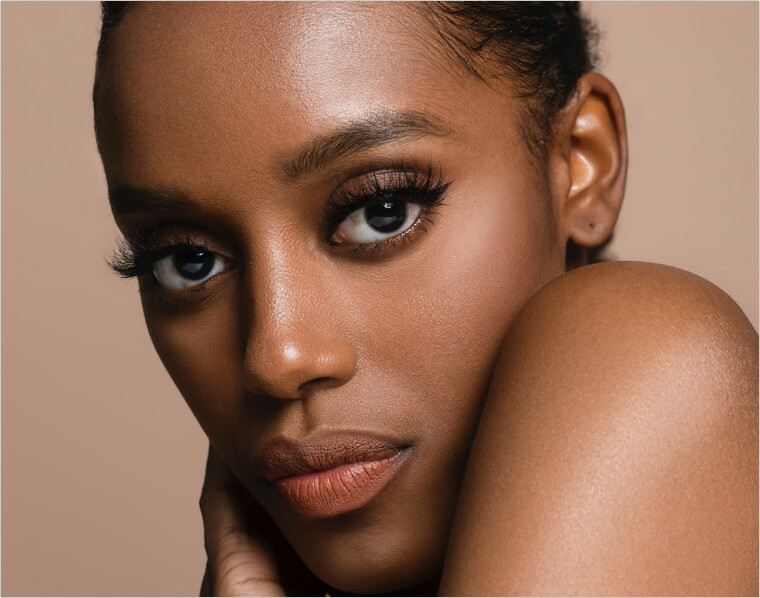 Woman with clear healthy skin after an evidence-based skincare routine